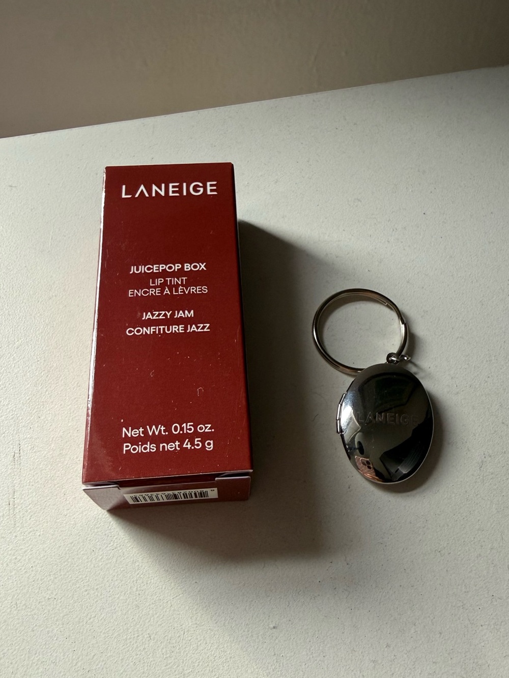 LANEIGE Silver Keychain with Jazzy Jam Lip Tint